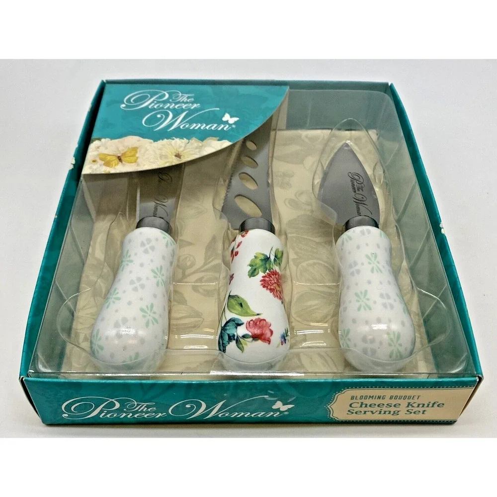 Pioneer Woman 3 Piece Cheese Knife Serving Set BLOOMING BOUQUET New - Gift Boxed
